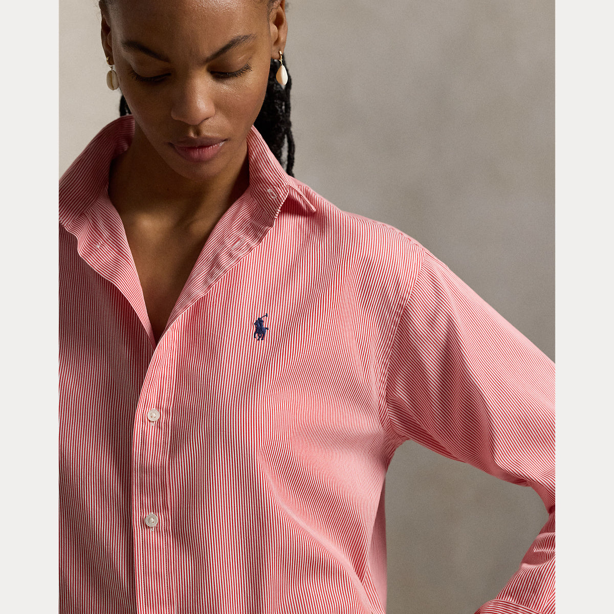 CAMICIA IN COTONE A RIGHE DAL VESTIBILITÀ RILASSATA