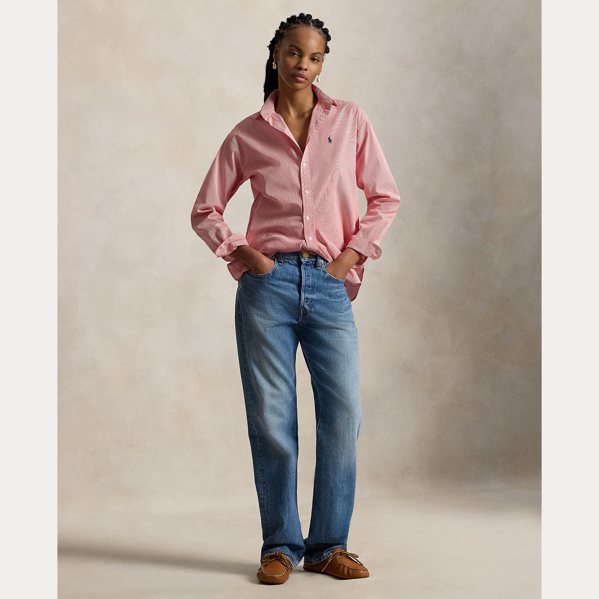 CAMICIA IN COTONE A RIGHE DAL VESTIBILITÀ RILASSATA