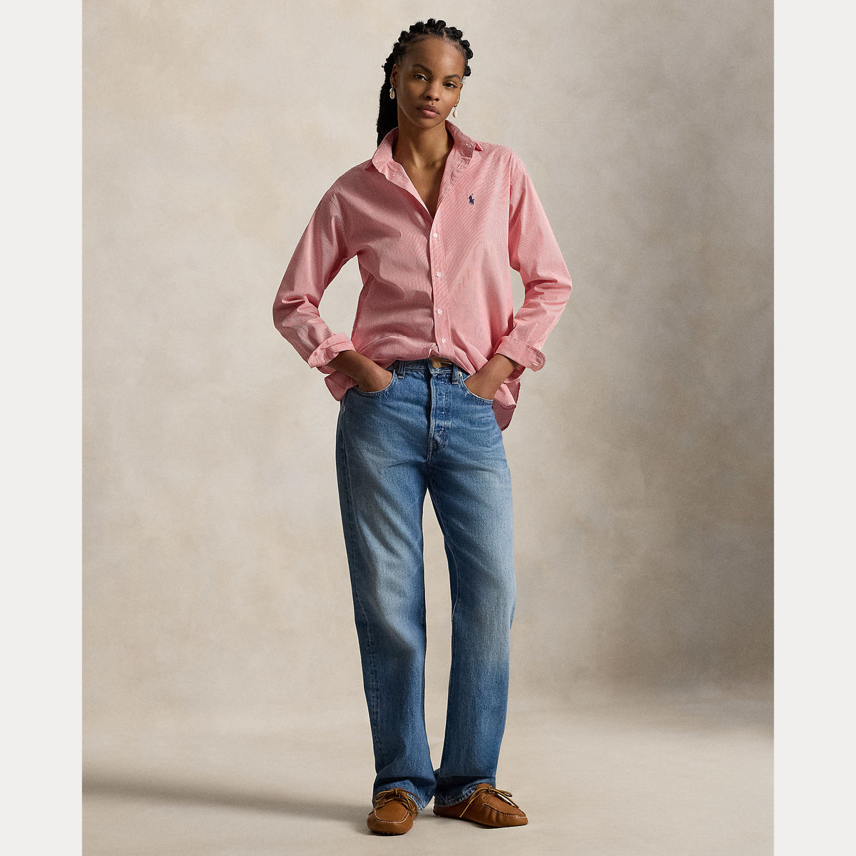 CAMICIA IN COTONE A RIGHE DAL VESTIBILITÀ RILASSATA