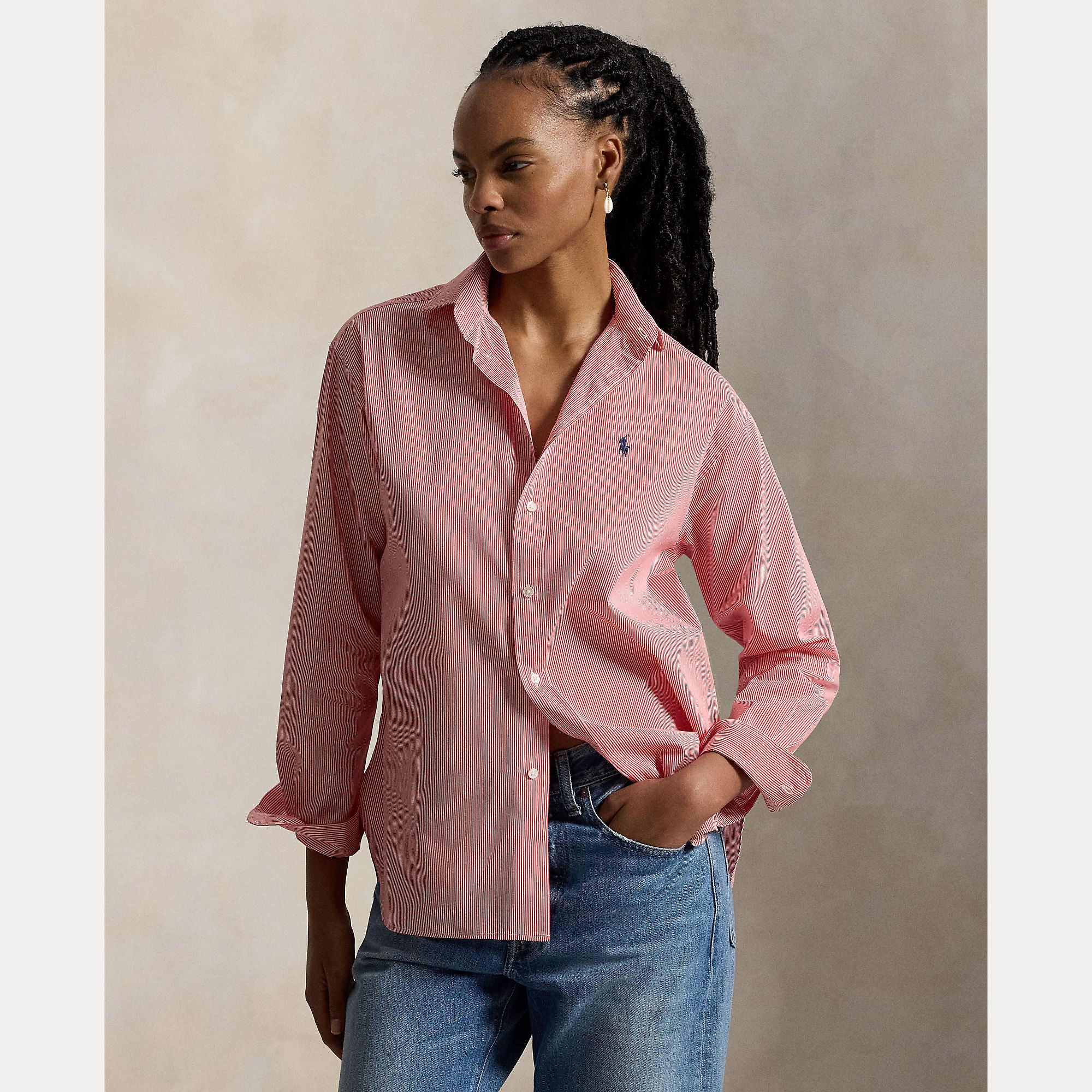 CAMICIA IN COTONE A RIGHE DAL VESTIBILITÀ RILASSATA