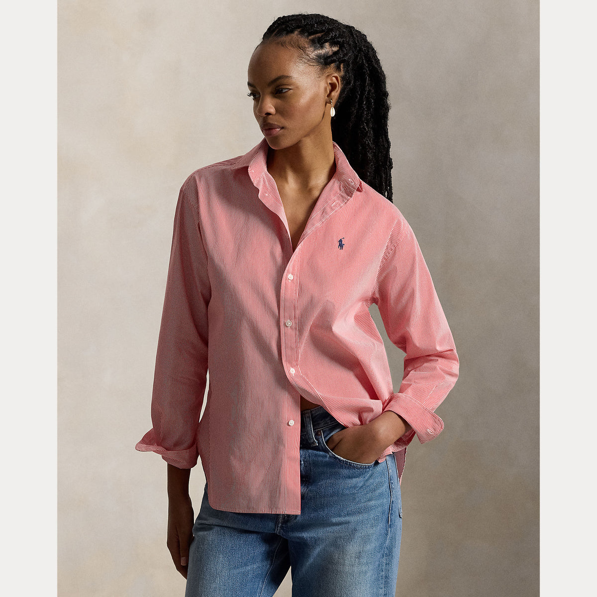 CAMICIA IN COTONE A RIGHE DAL VESTIBILITÀ RILASSATA