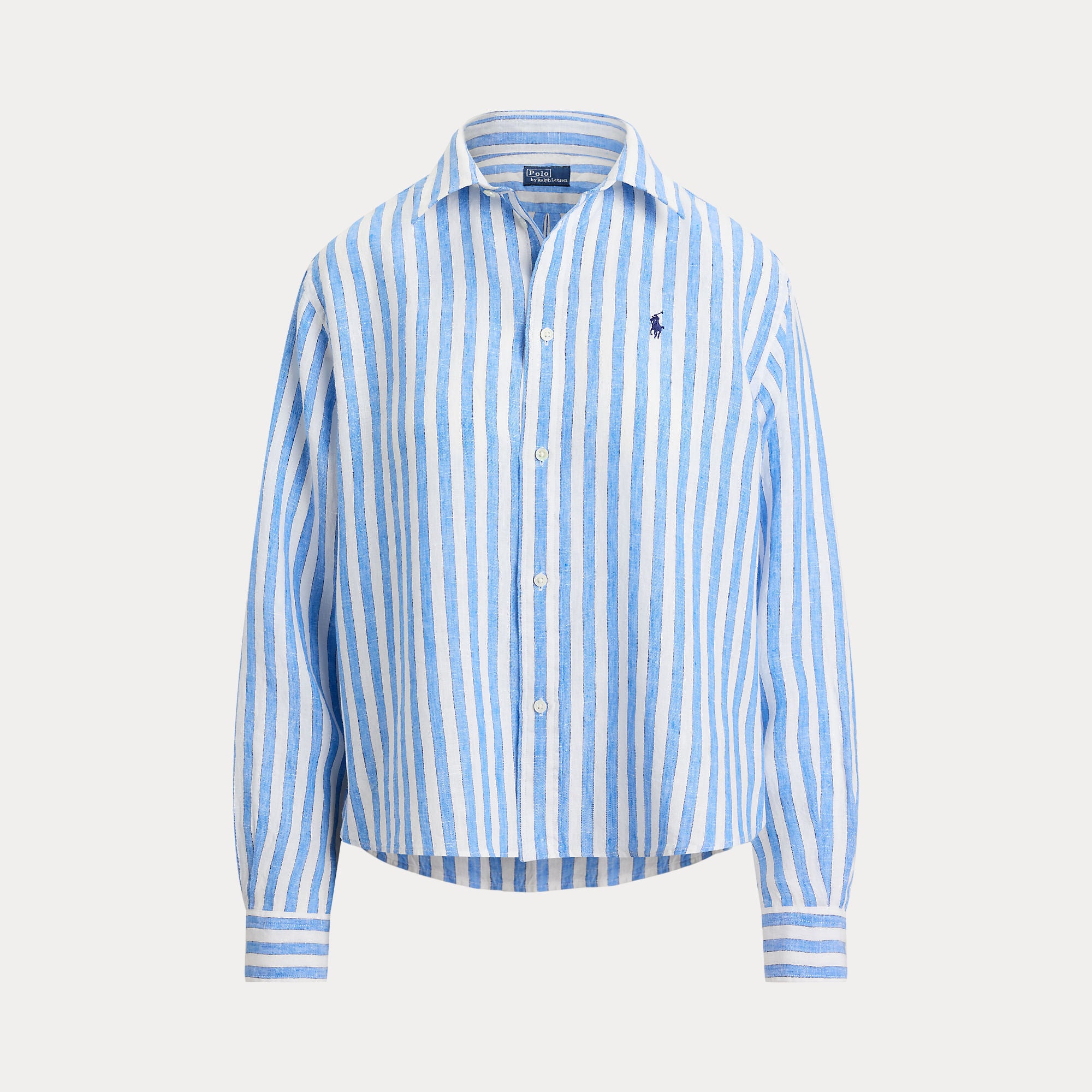 CAMICIA IN LINO A RIGHE LARGA E CORTA