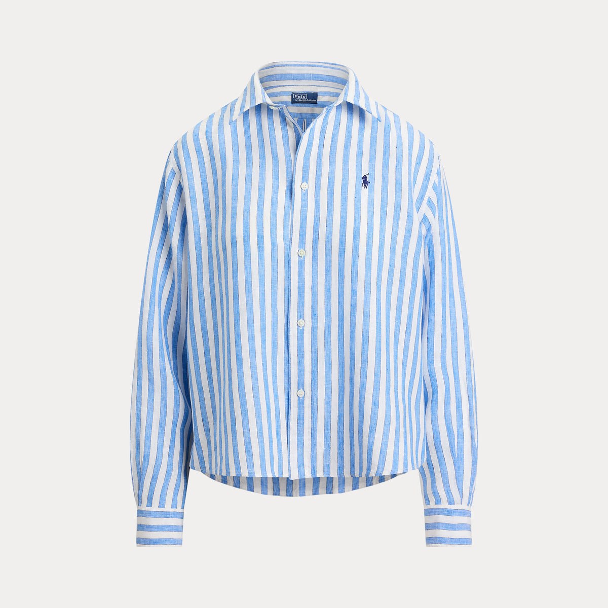 CAMICIA IN LINO A RIGHE LARGA E CORTA