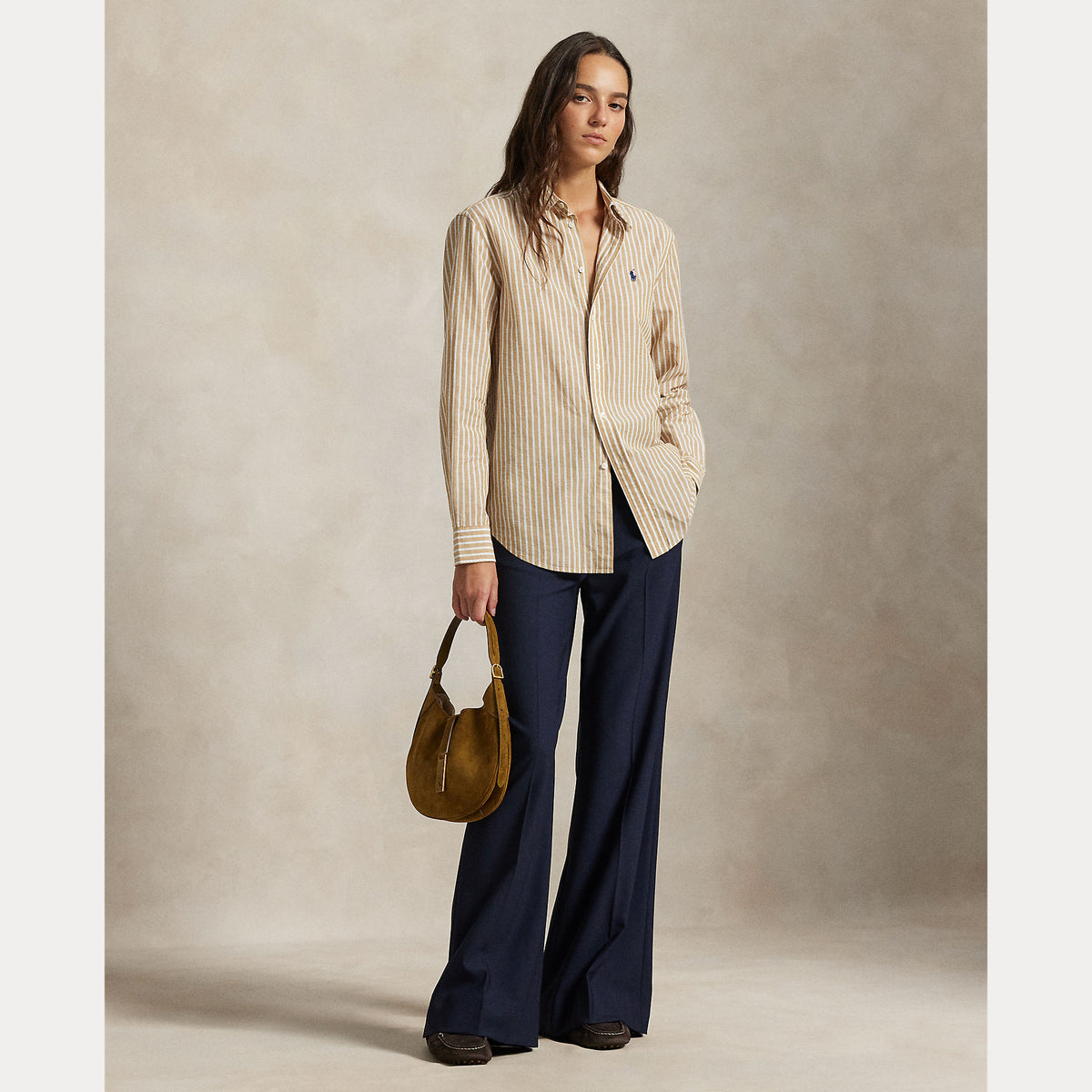 CAMICIA IN COTONE E LINO A RIGHE DAL VESTITO CLASSICO