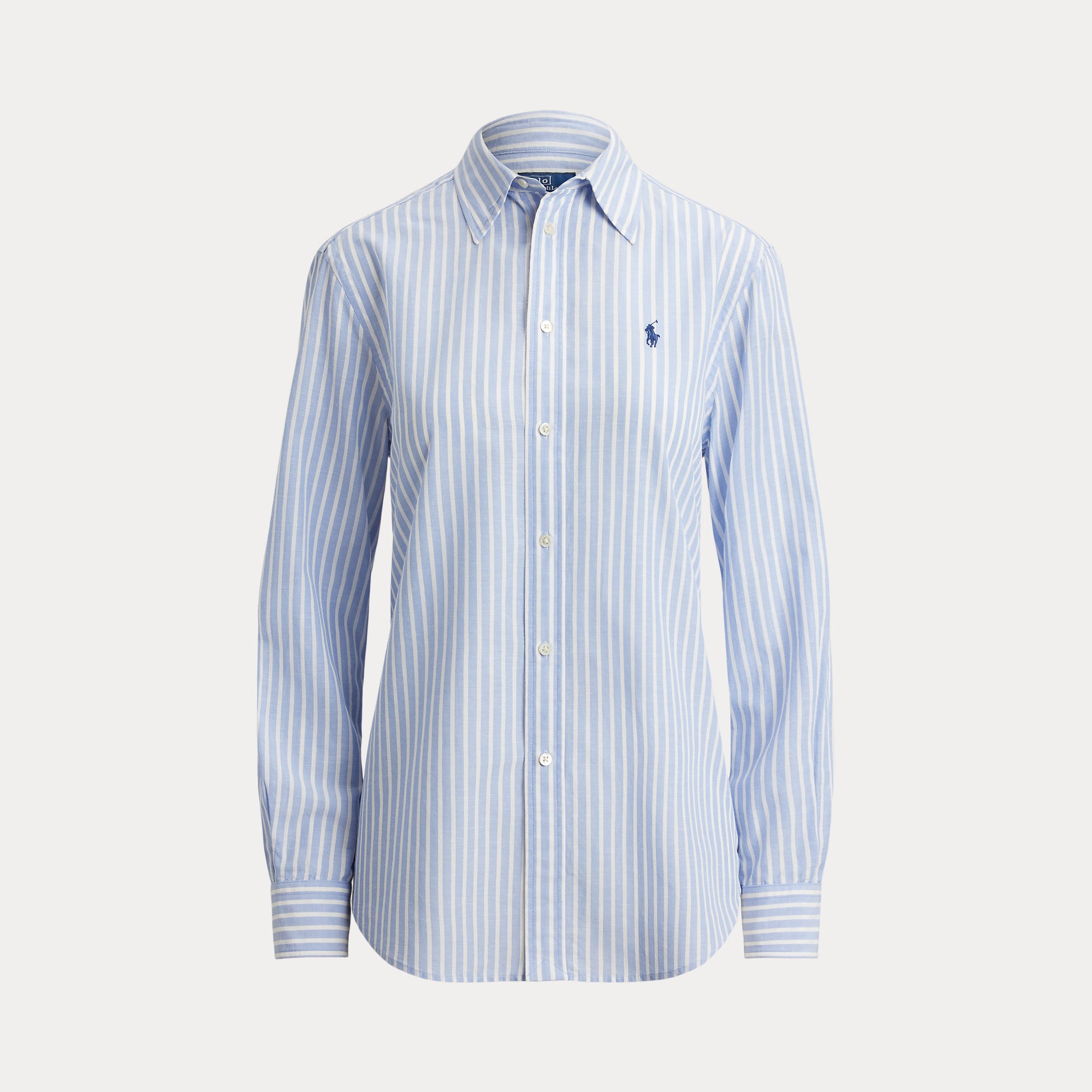 CAMICIA IN COTONE E LINO A RIGHE DAL VESTITO CLASSICO