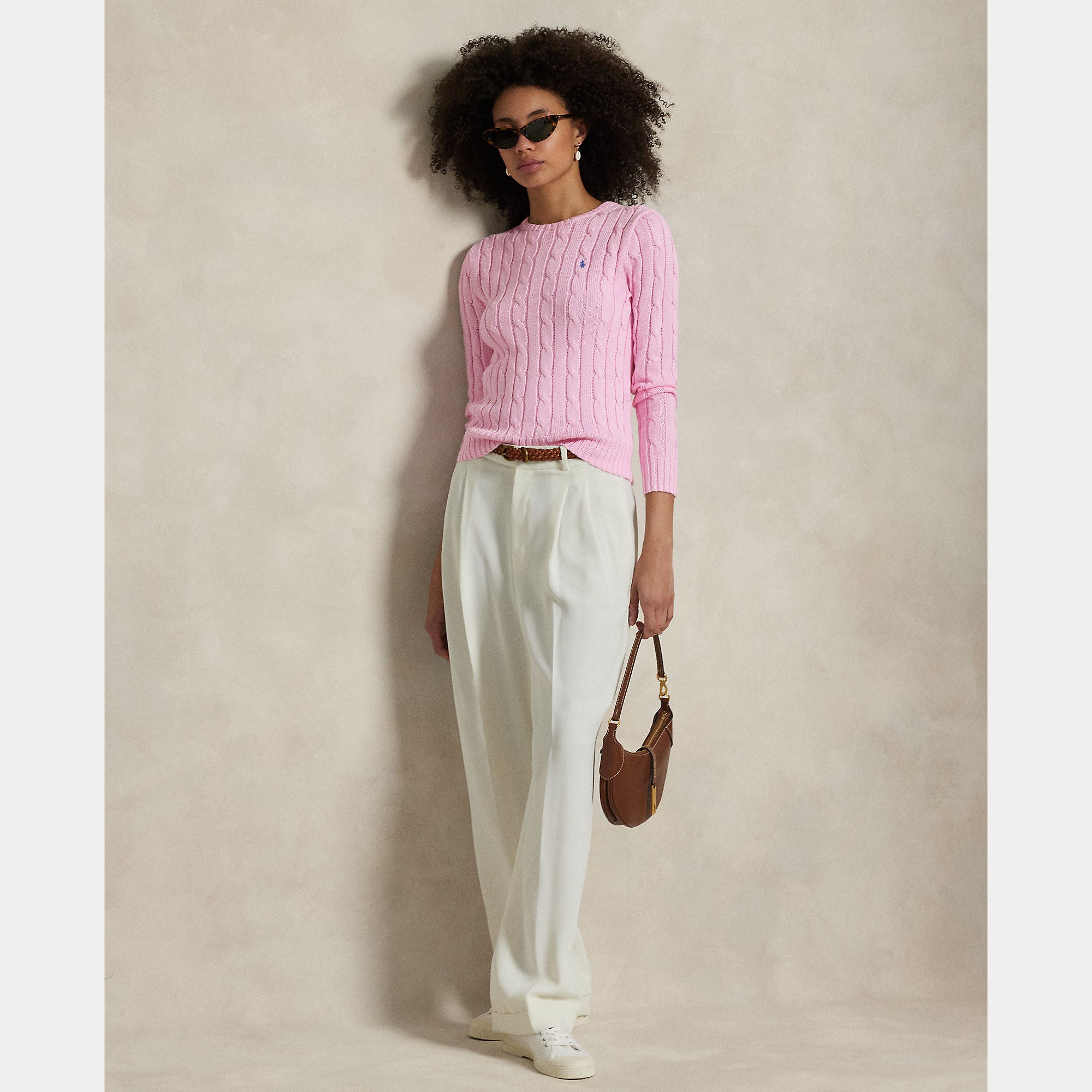 MAGLIA GIROCOLLO IN COTONE A TRECCE