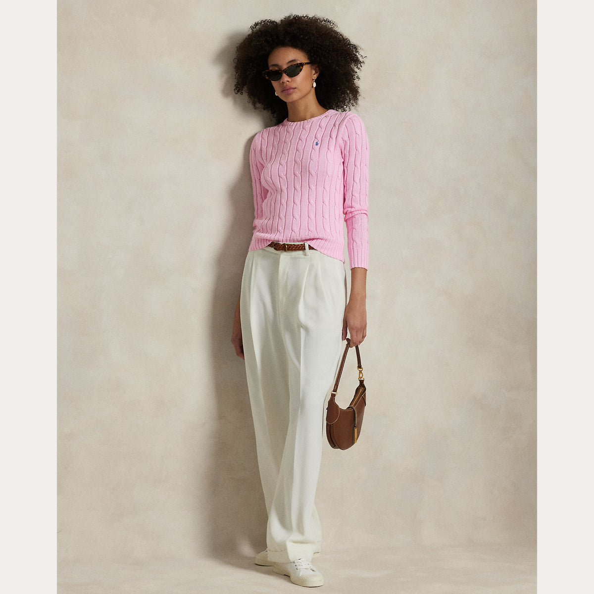 MAGLIA GIROCOLLO IN COTONE A TRECCE