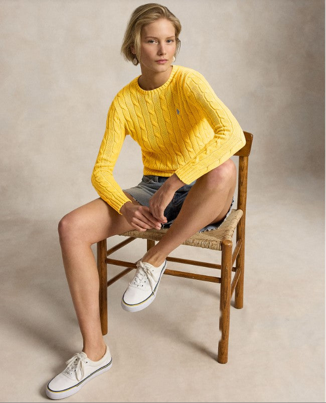 MAGLIA GIROCOLLO IN COTONE A TRECCE