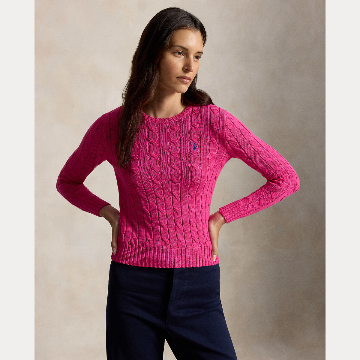 MAGLIA GIROCOLLO IN COTONE A TRECCE