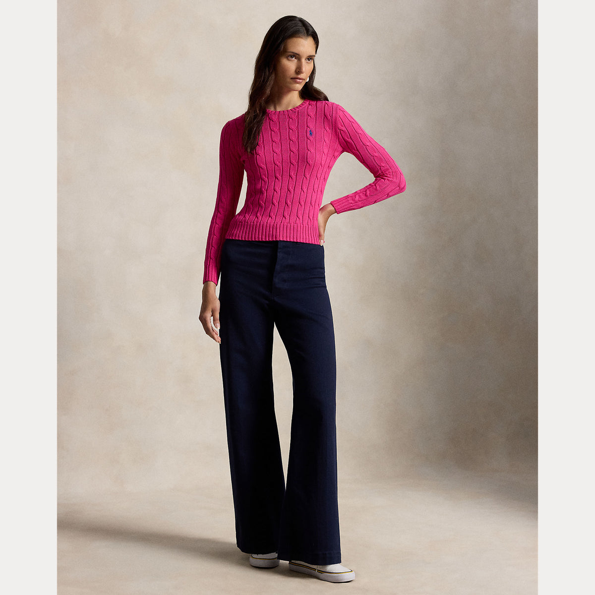 MAGLIA GIROCOLLO IN COTONE A TRECCE