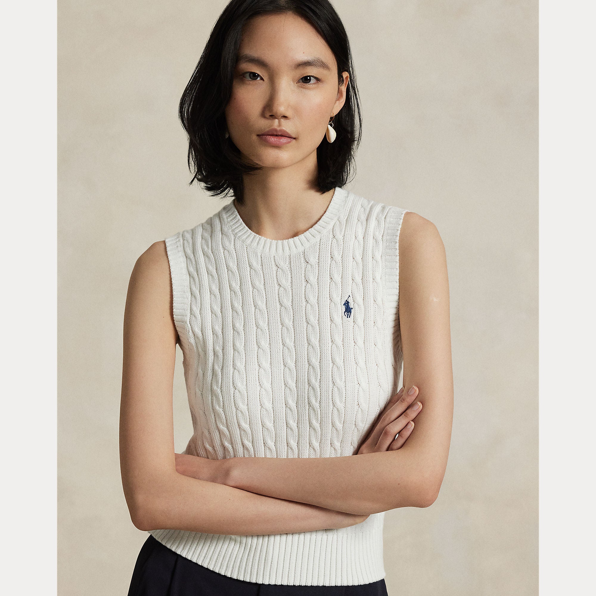 GILET IN COTONE A TRECCE