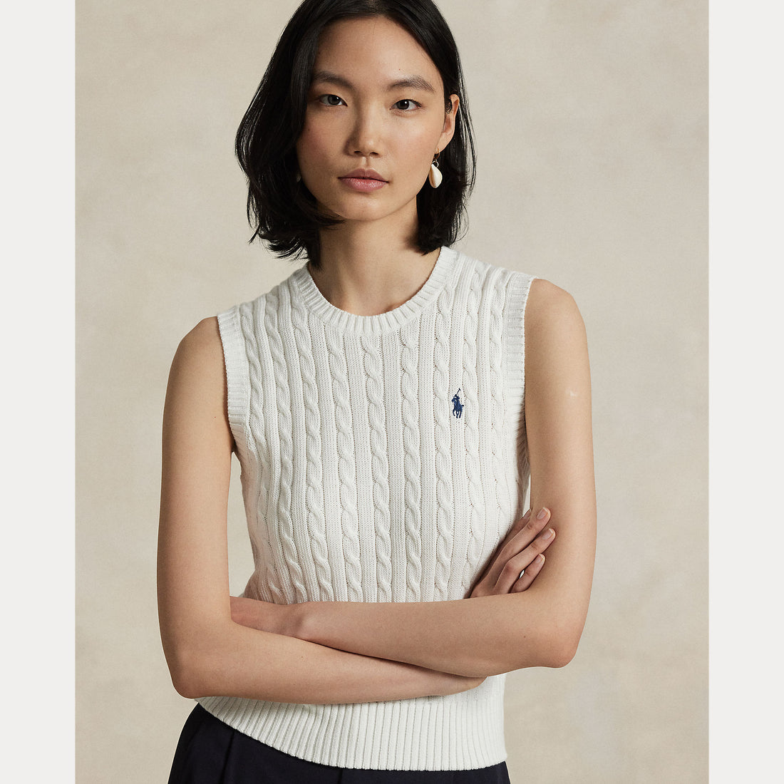 GILET IN COTONE A TRECCE