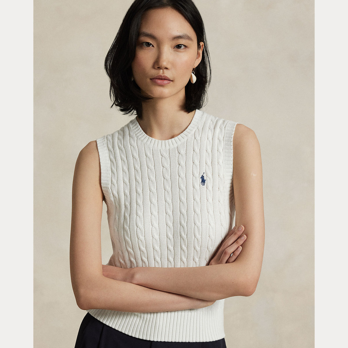 GILET IN COTONE A TRECCE