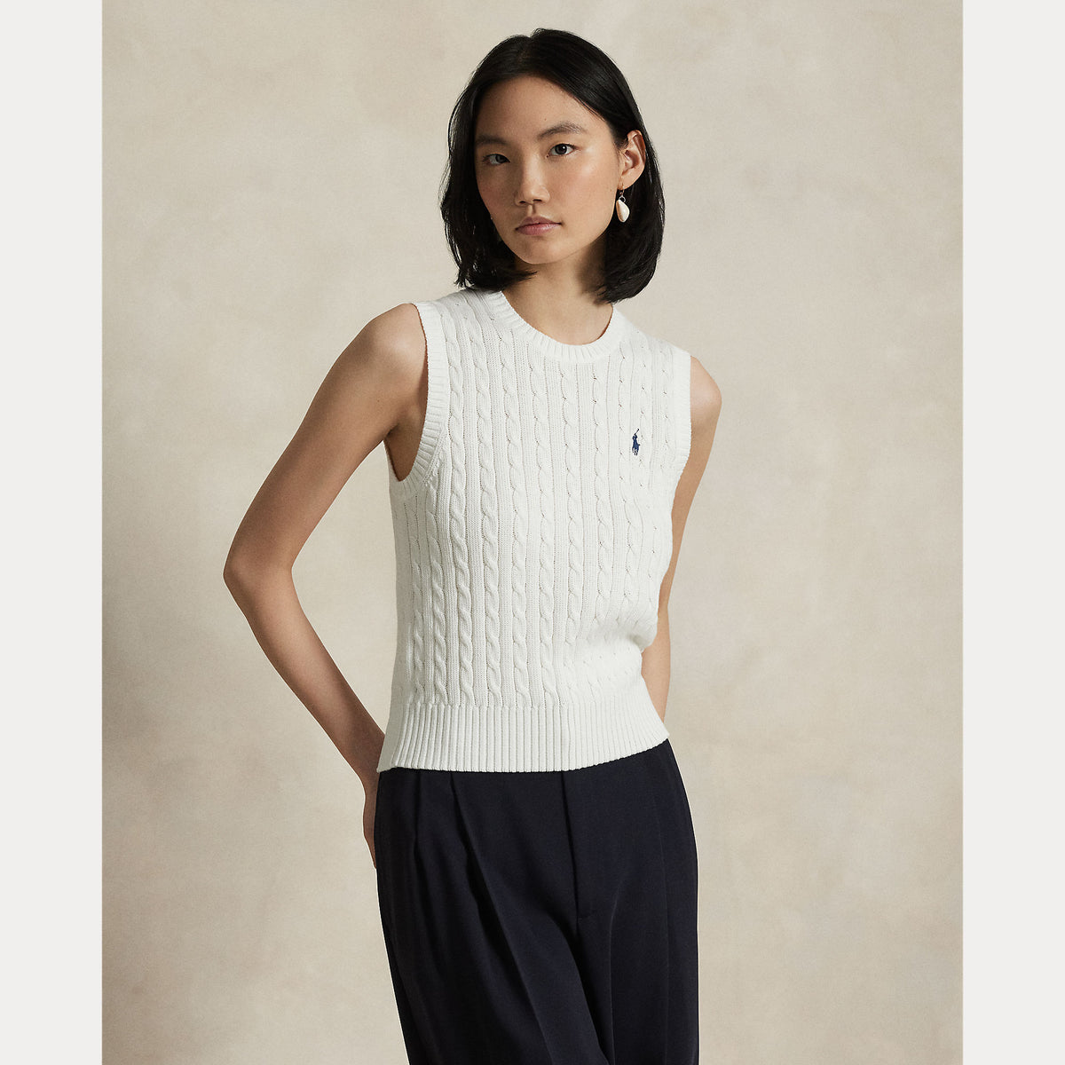 GILET IN COTONE A TRECCE