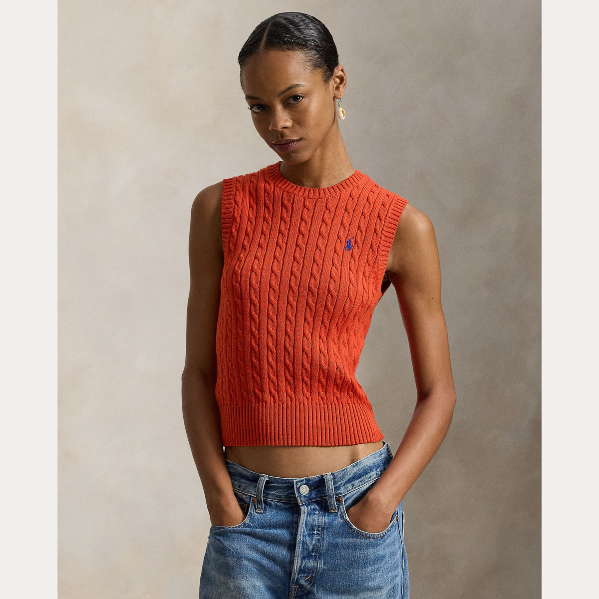 GILET IN COTONE A TRECCE