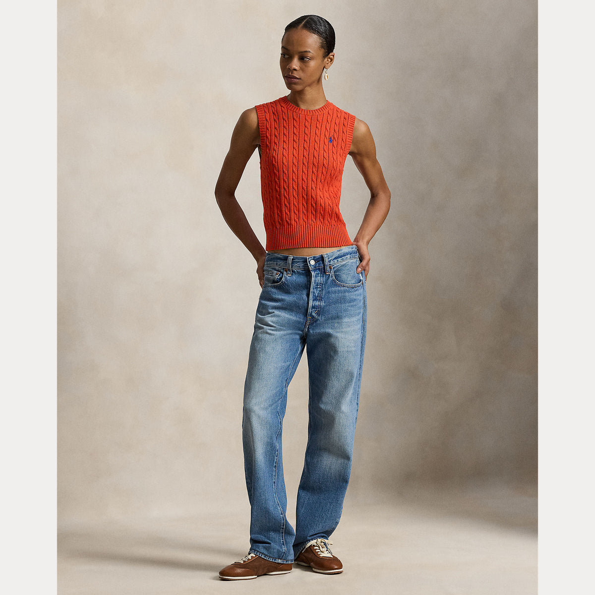 GILET IN COTONE A TRECCE