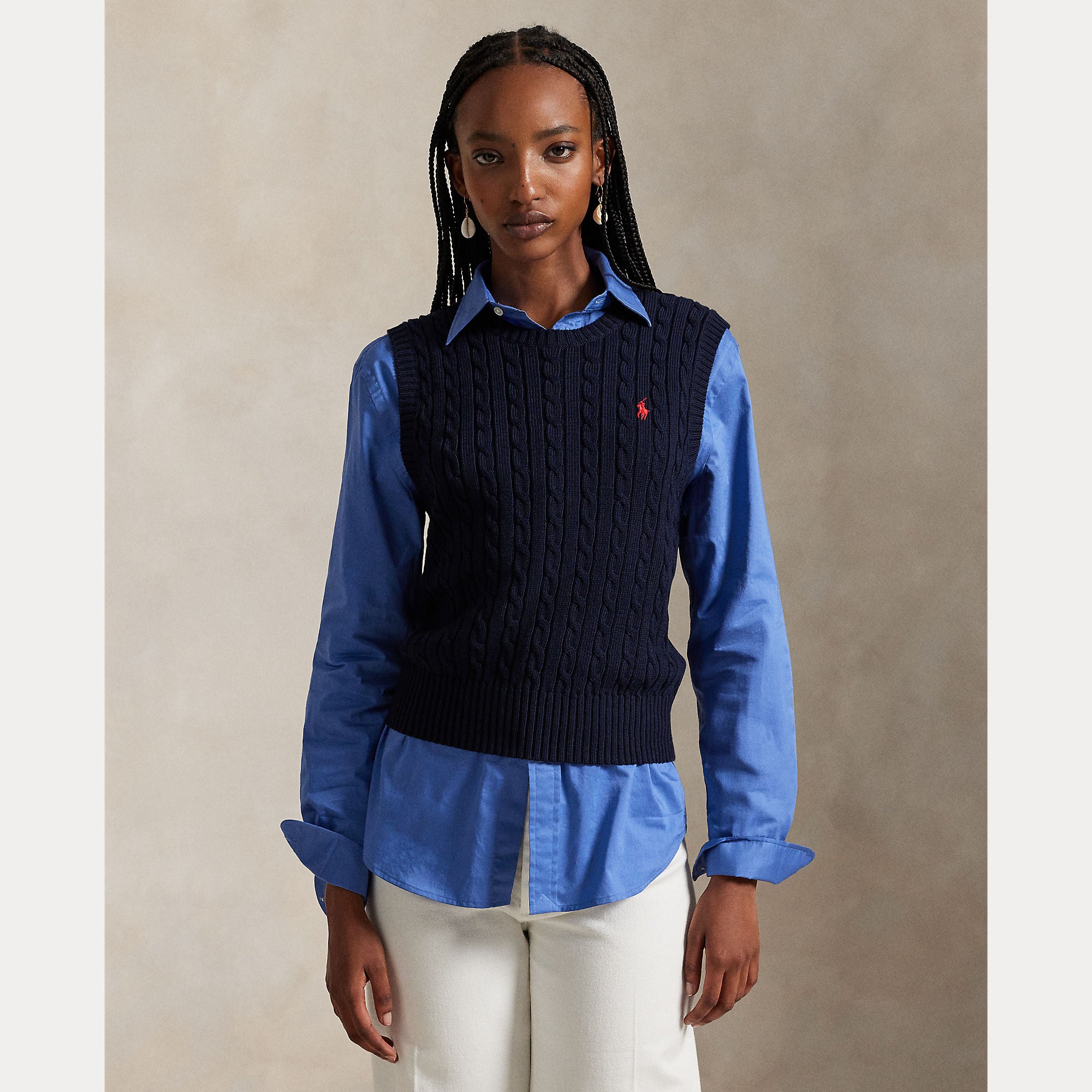 GILET IN COTONE A TRECCE