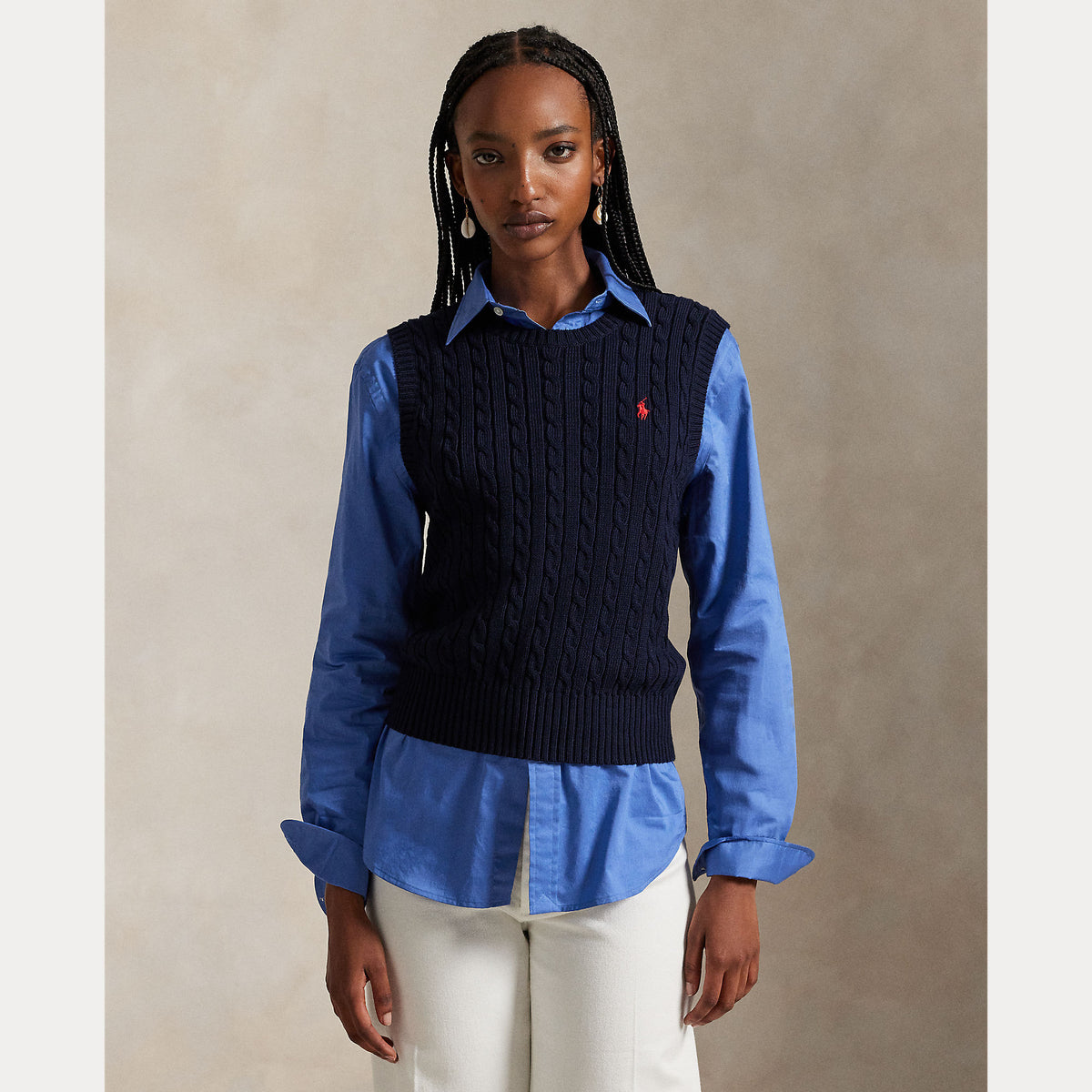 GILET IN COTONE A TRECCE