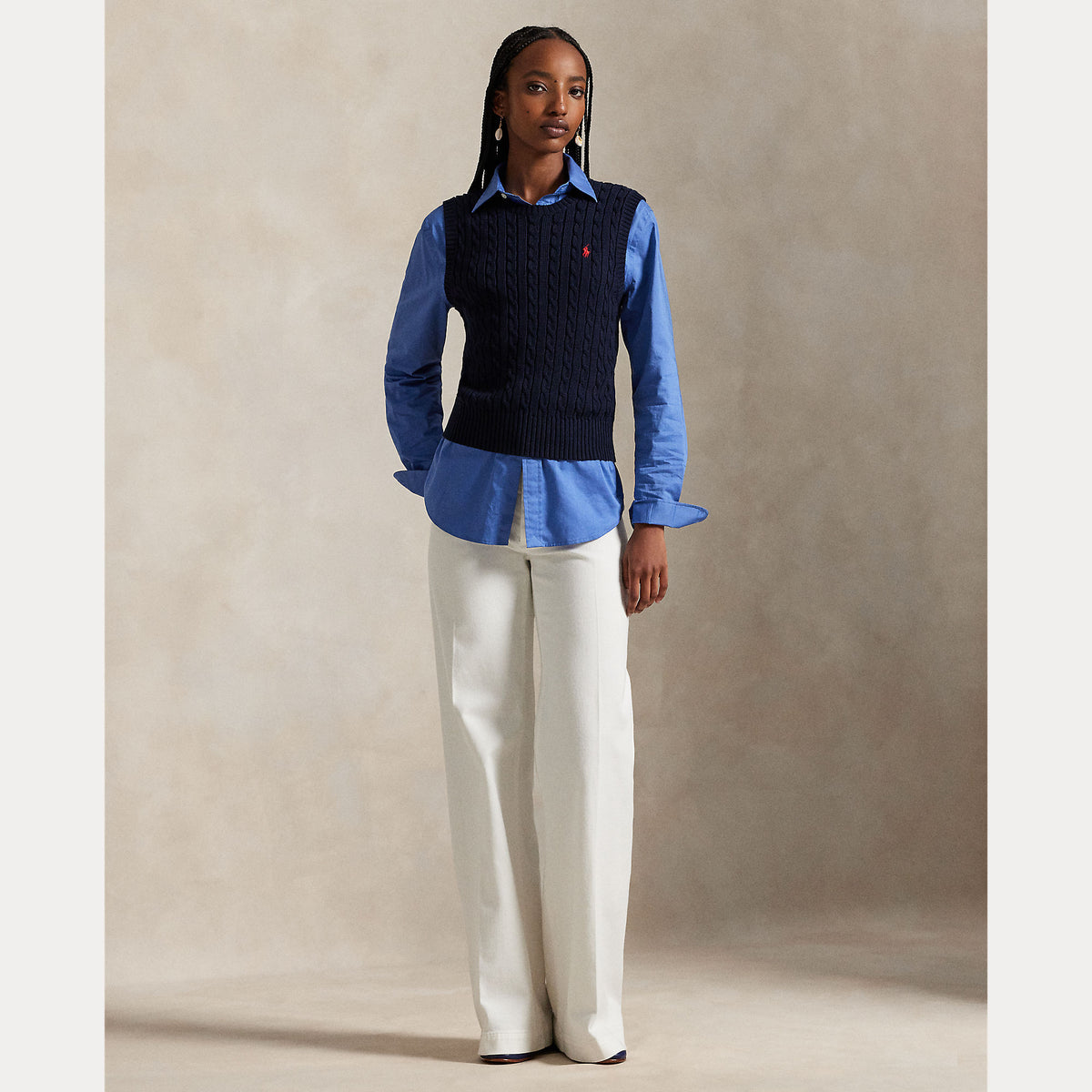 GILET IN COTONE A TRECCE