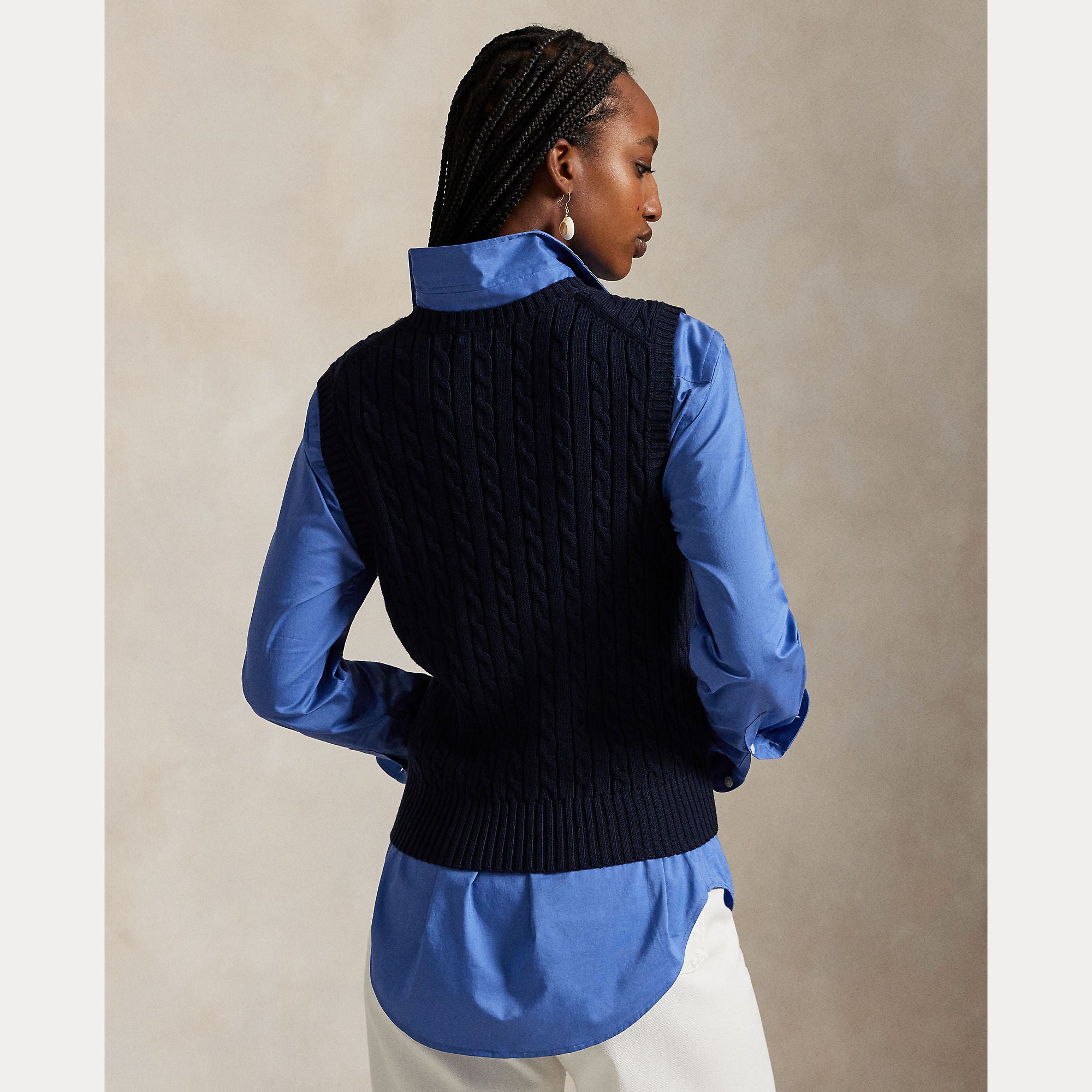GILET IN COTONE A TRECCE