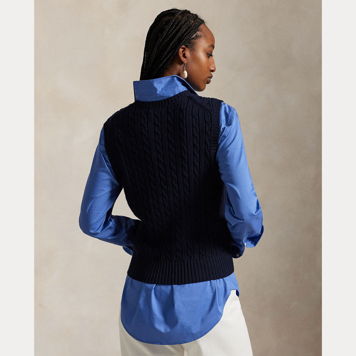 GILET IN COTONE A TRECCE