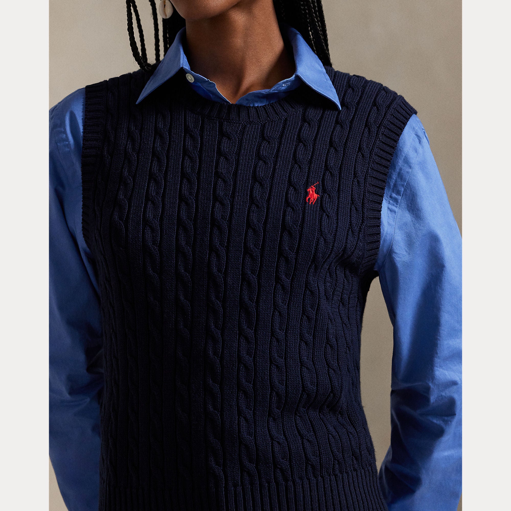 GILET IN COTONE A TRECCE
