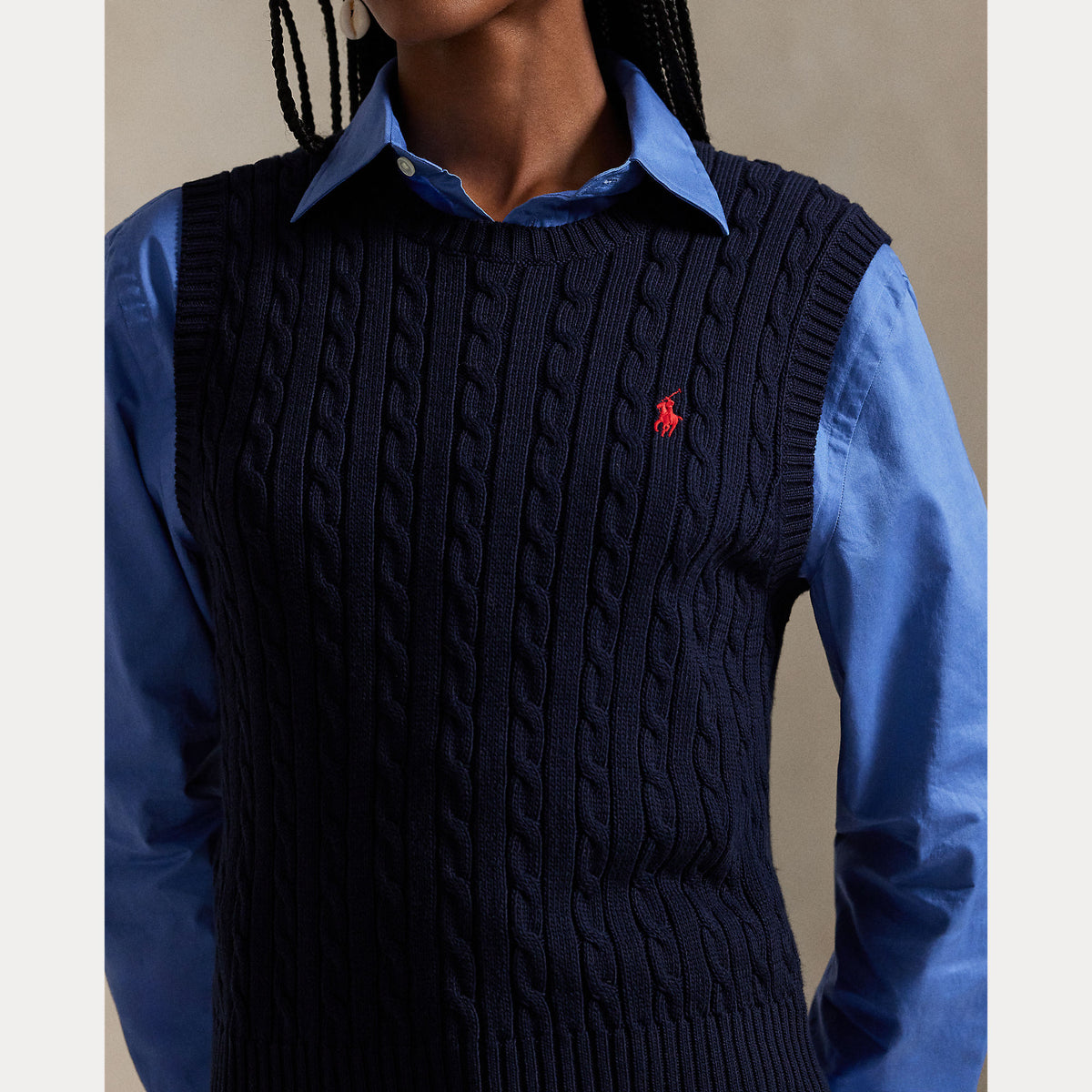 GILET IN COTONE A TRECCE