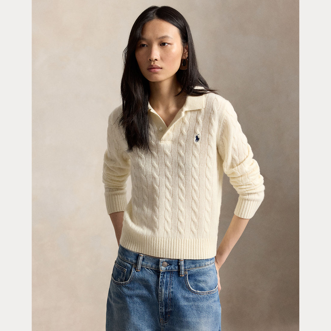 POLO IN LANA E CASHMERE A TRECCE