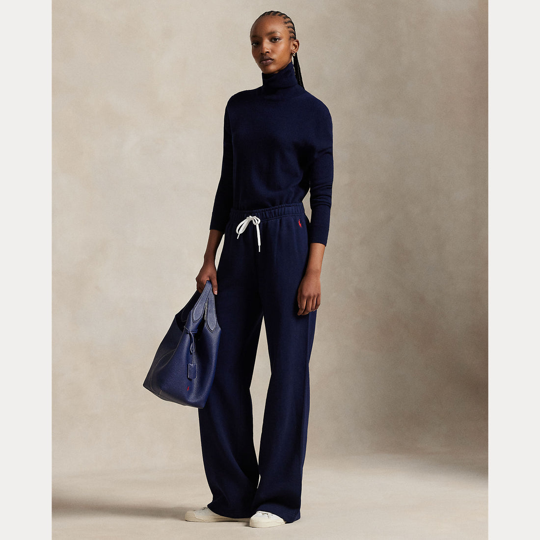 Pantaloni della tuta in pile a gamba larga con coulisse