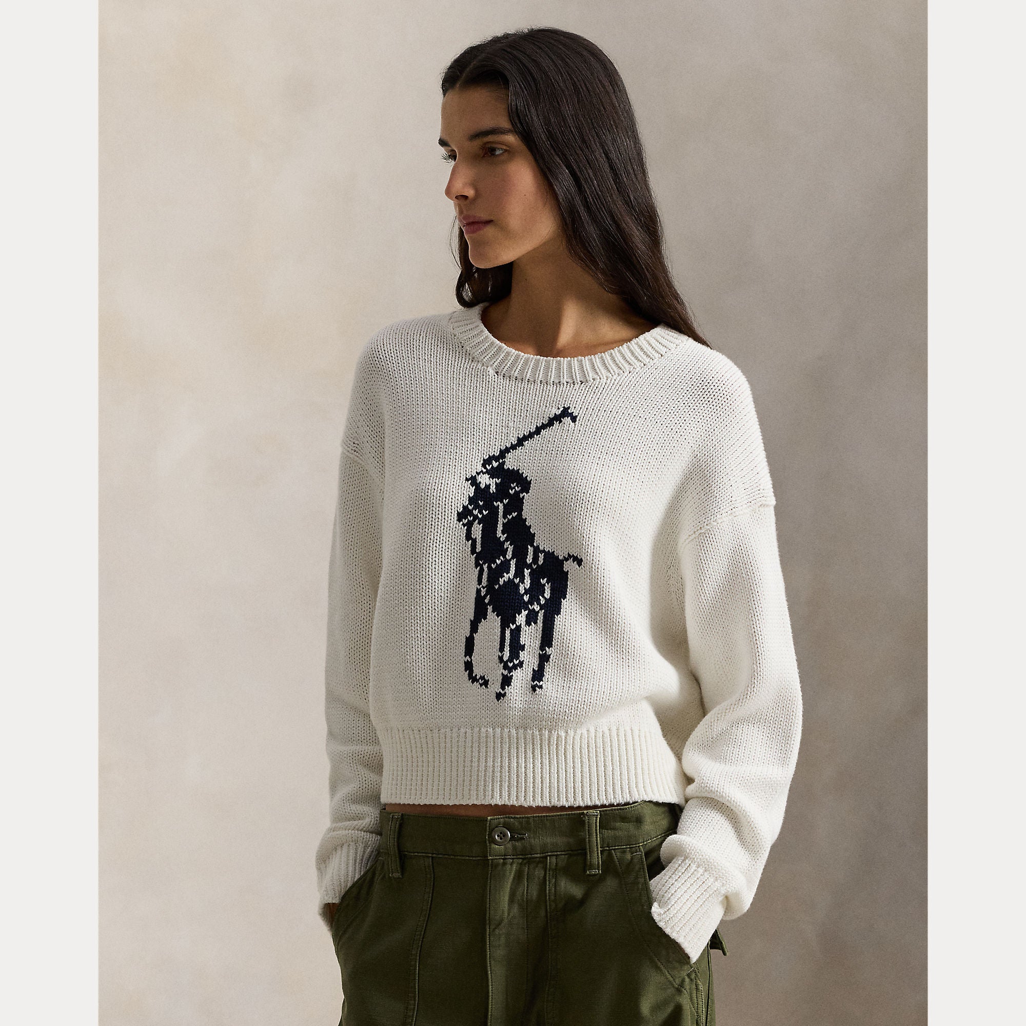MAGLIONE GIROCOLLO IN COTONE BIG PONY
