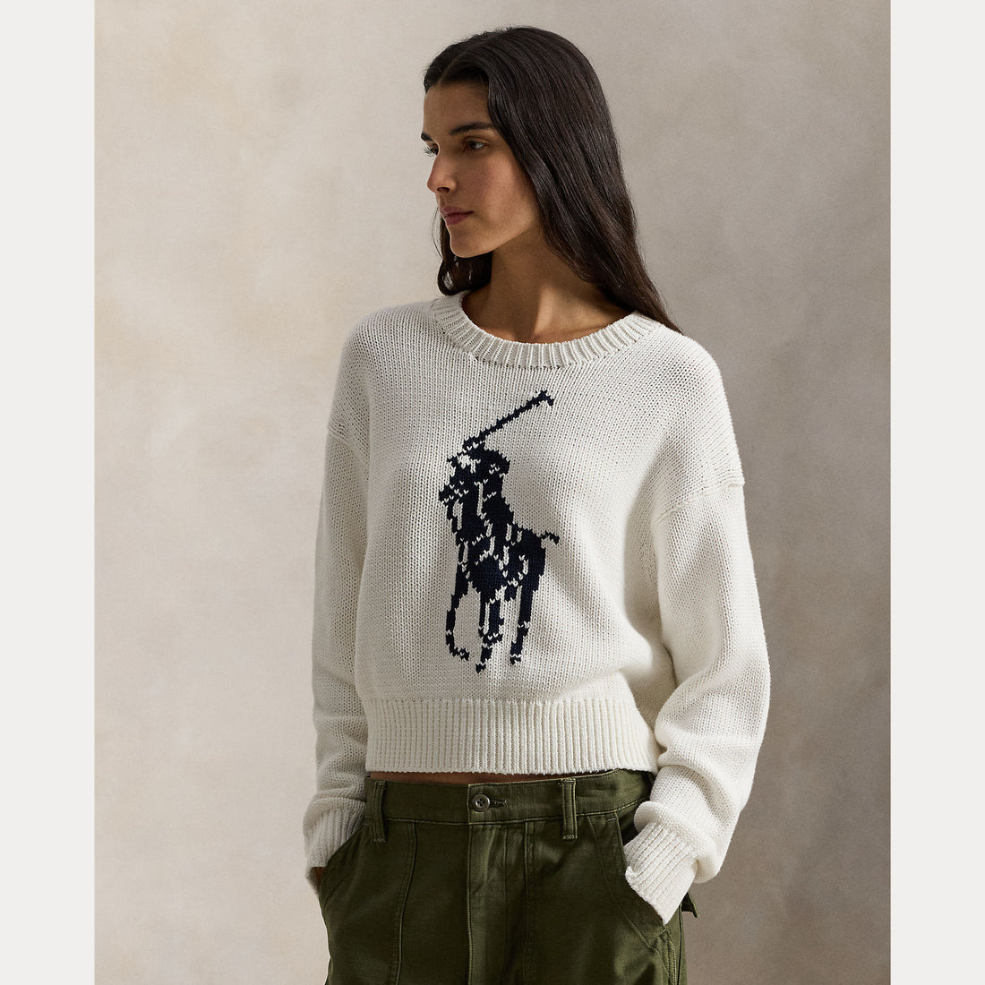 MAGLIONE GIROCOLLO IN COTONE BIG PONY
