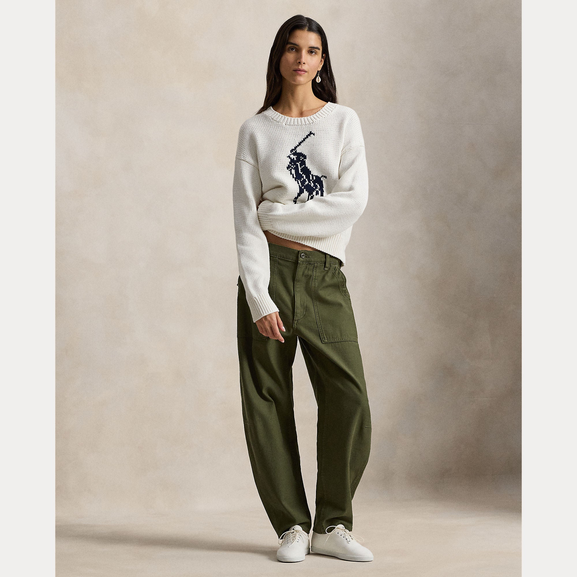 MAGLIONE GIROCOLLO IN COTONE BIG PONY