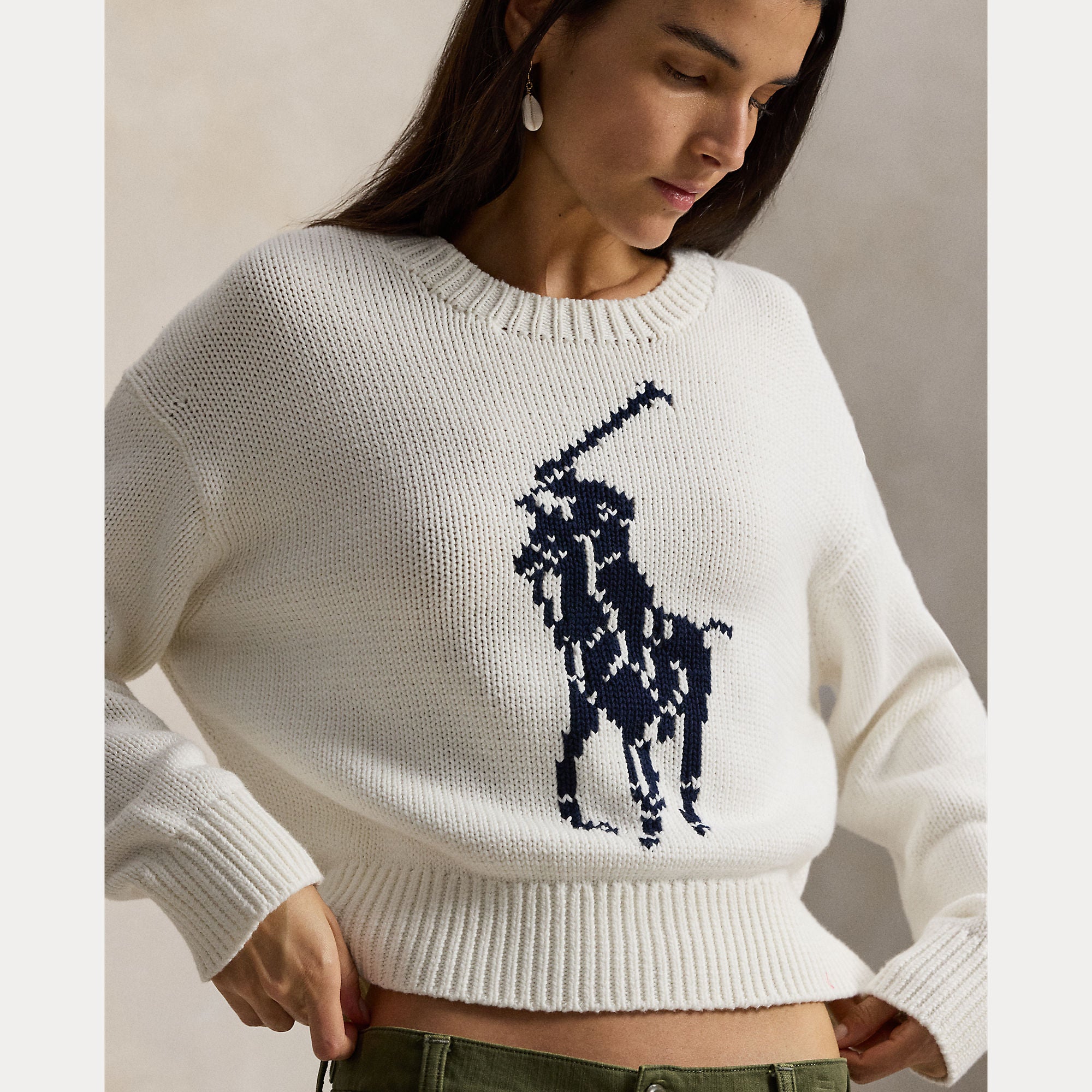 MAGLIONE GIROCOLLO IN COTONE BIG PONY