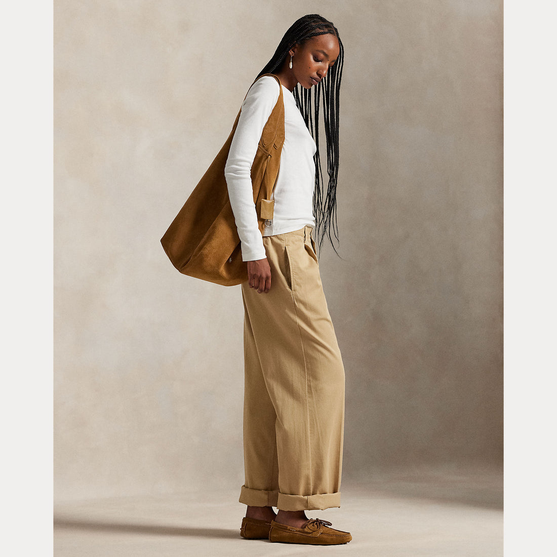 PANTALONI MORBDI IN MISTO COTONE CON PIEGHE