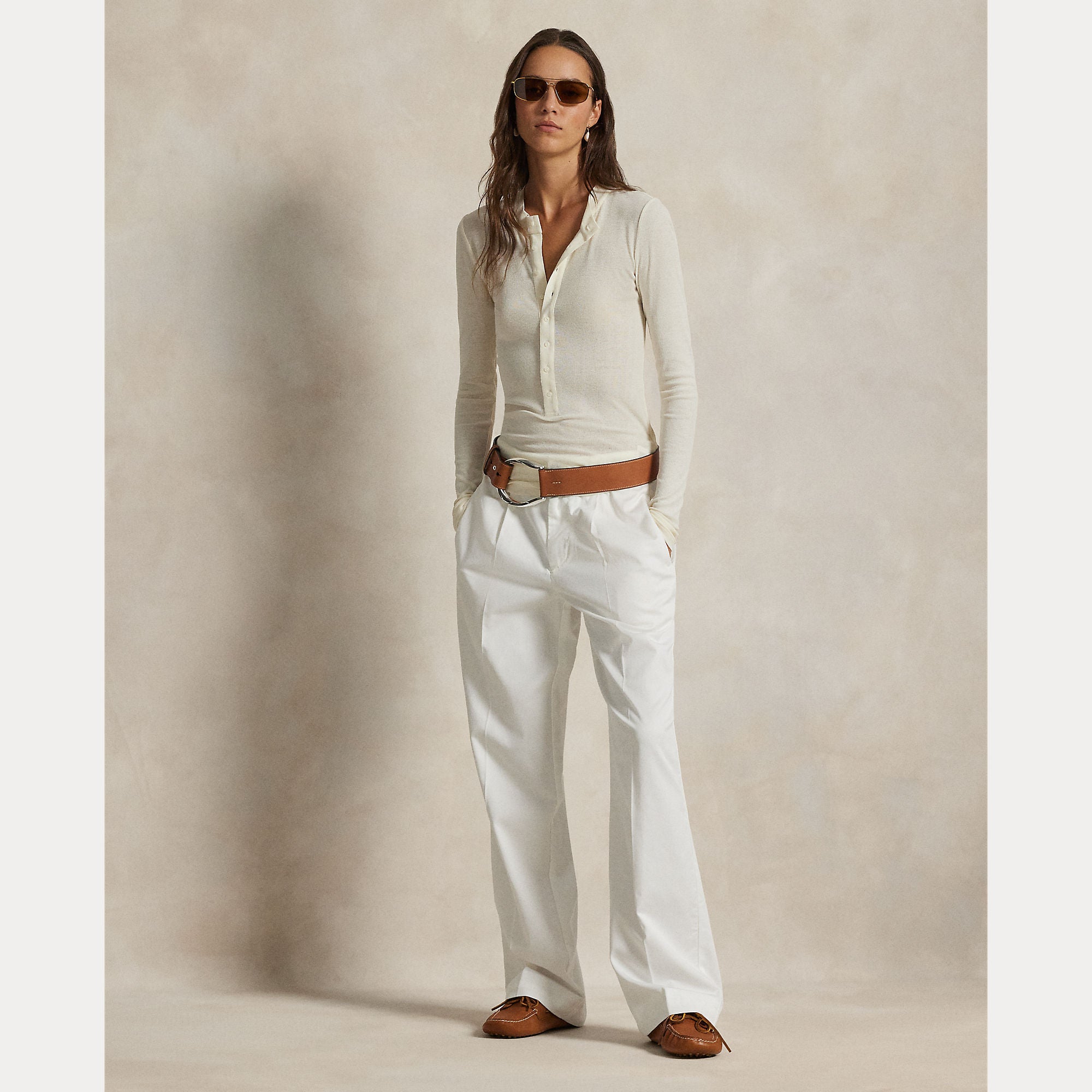 PANTALONI MORBDI IN MISTO COTONE CON PIEGHE