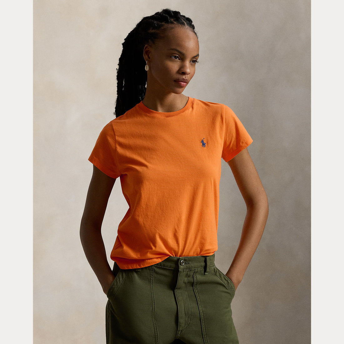 T-shirt girocollo in jersey di cotone dal taglio classico