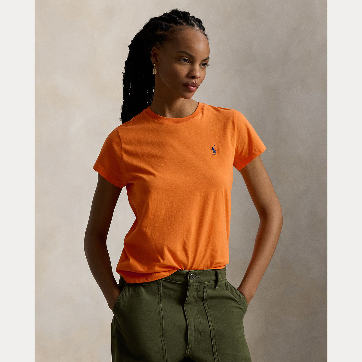 T-shirt girocollo in jersey di cotone dal taglio classico
