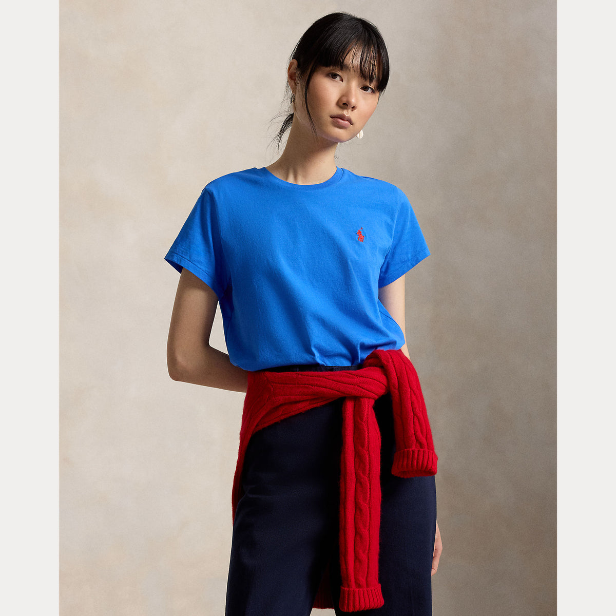 T-shirt girocollo in jersey di cotone dal taglio classico