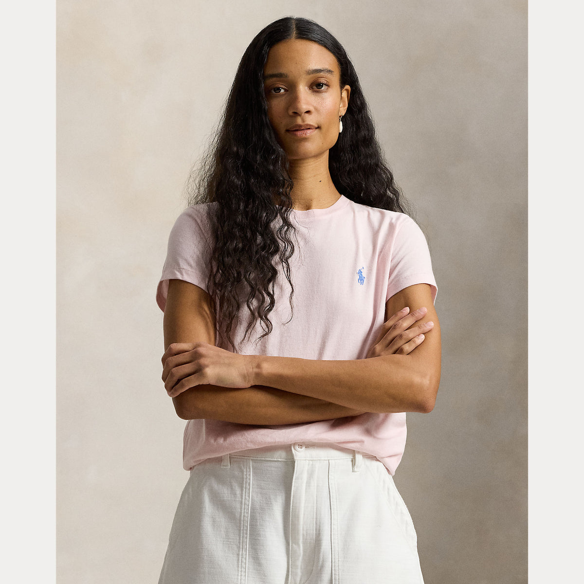 T-shirt girocollo in jersey di cotone dal taglio classico