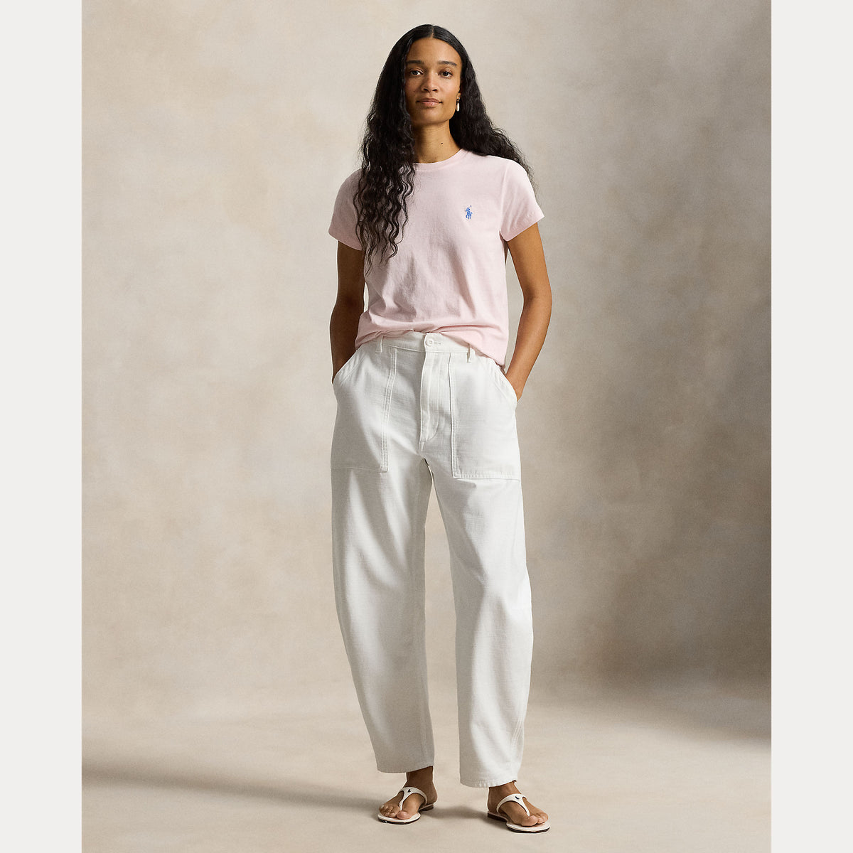 T-shirt girocollo in jersey di cotone dal taglio classico