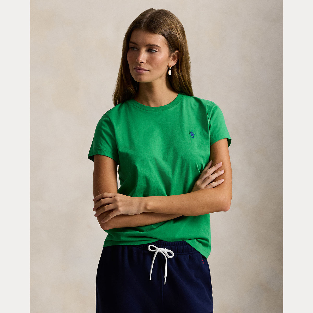 T-shirt girocollo in jersey di cotone dal taglio classico