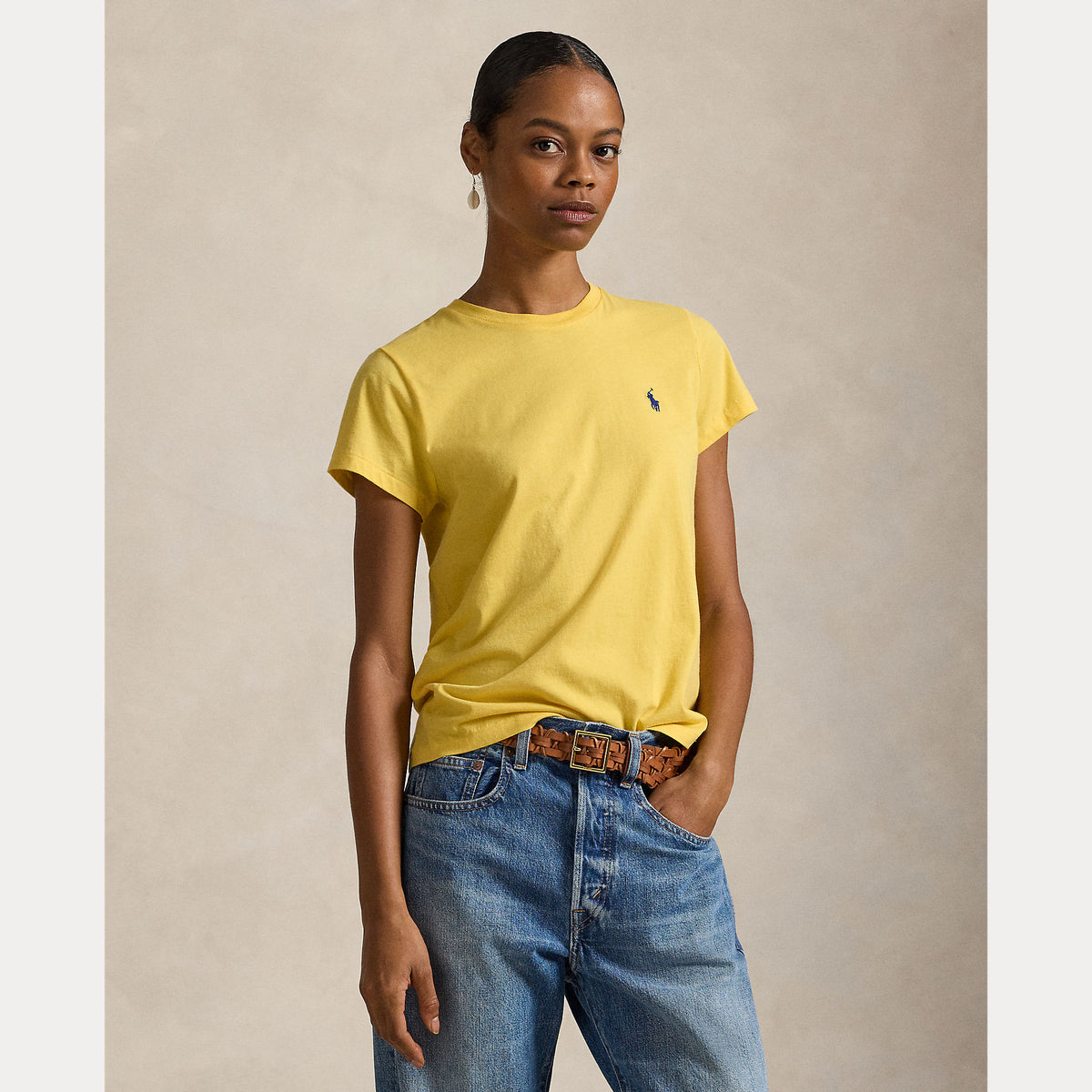 T-shirt girocollo in jersey di cotone dal taglio classico