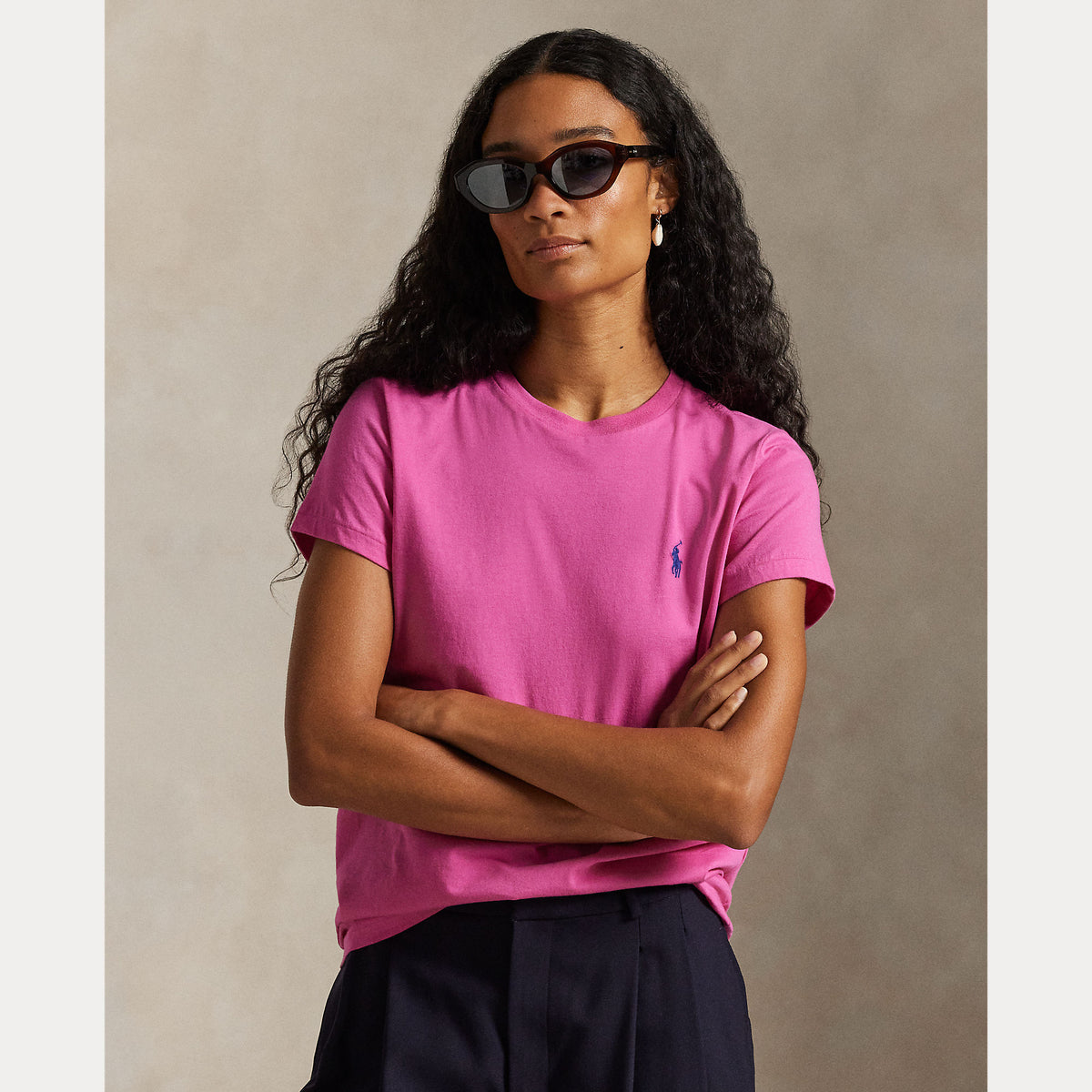 T-shirt girocollo in jersey di cotone dal taglio classico