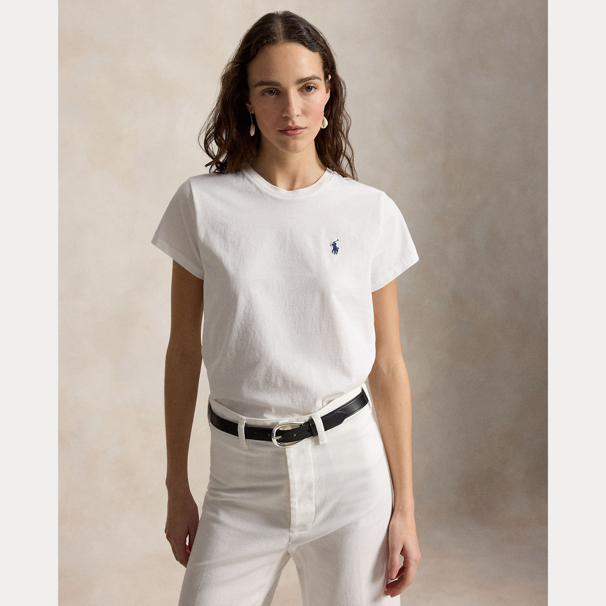 T-shirt girocollo in jersey di cotone dal taglio classico