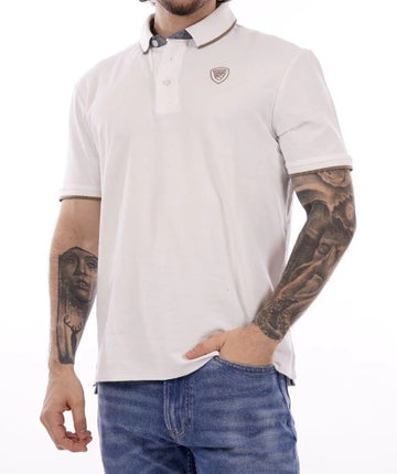 Blauer polo con profilo in contrasto