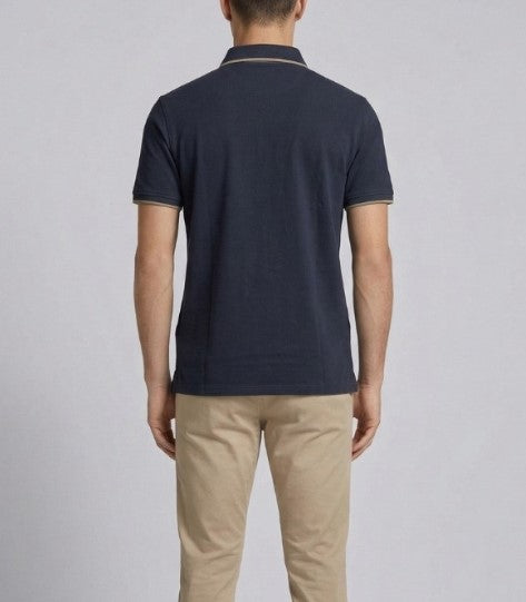 Blauer polo con profilo in contrasto