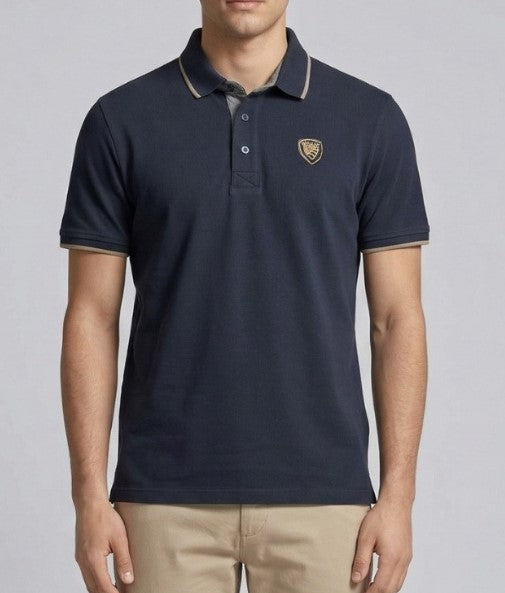 Blauer polo con profilo in contrasto