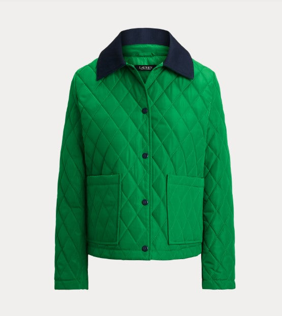 GIACCA DA FIENILE TRAPUNTATA A ROMBI CON RIFINITURE IN TWILL