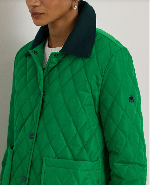 GIACCA DA FIENILE TRAPUNTATA A ROMBI CON RIFINITURE IN TWILL