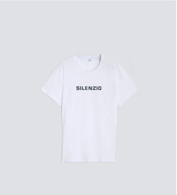 T-SHIRT IN JERSEY DI COTONE CON STAMPA "SILENZIO"